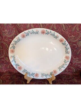 Vintage Homer Laughlin Restaurantware Oval Serving Platter Pink Floral HLC 2079
